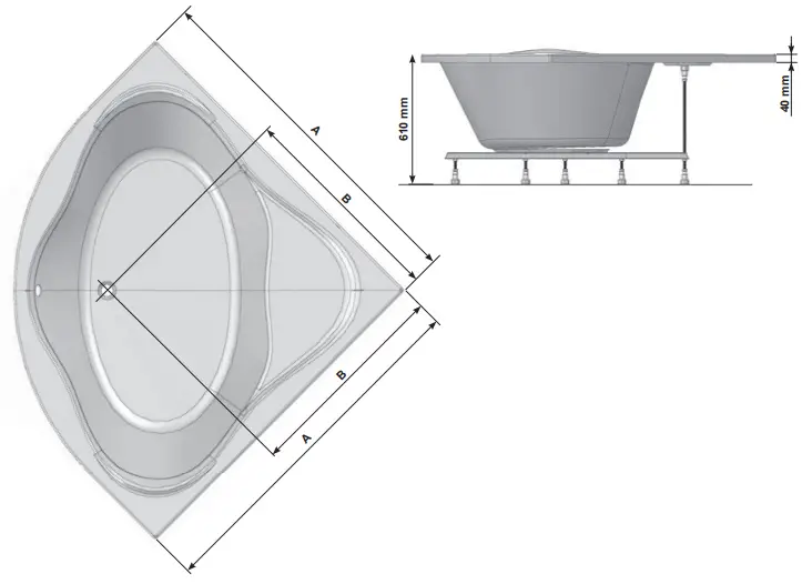 RAVAK C651000000 New Day Bathtub 140 x 140 cm - Fig 1