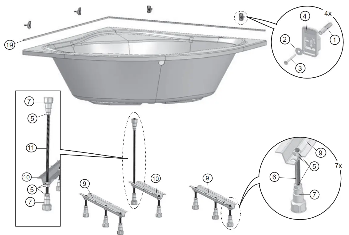 RAVAK C651000000 New Day Bathtub 140 x 140 cm - Fig 3