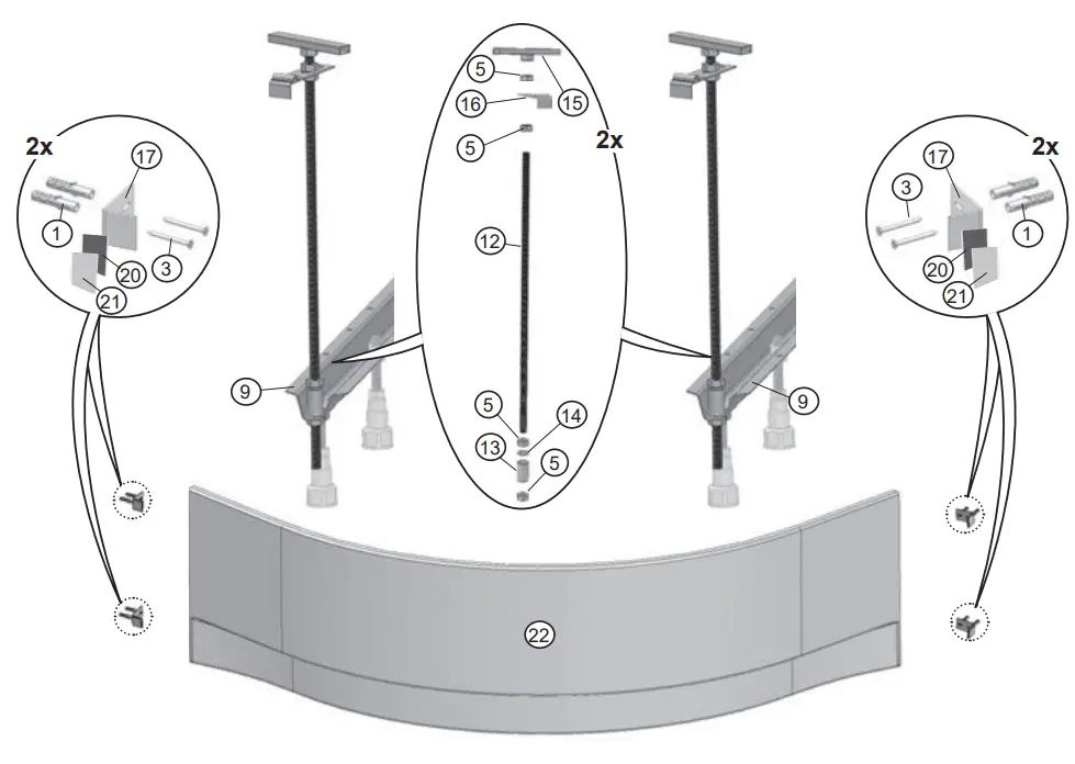 RAVAK C651000000 New Day Bathtub 140 x 140 cm - Fig 30