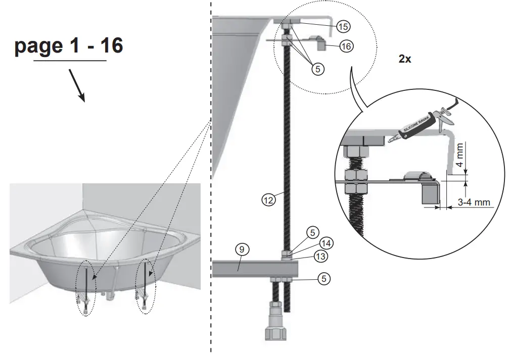RAVAK C651000000 New Day Bathtub 140 x 140 cm - Fig 31