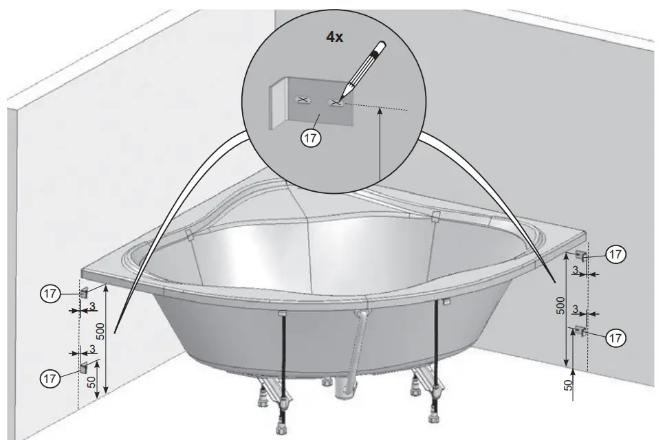 vRAVAK C651000000 New Day Bathtub 140 x 140 cm - Fig 33