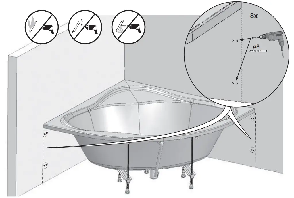 RAVAK C651000000 New Day Bathtub 140 x 140 cm - Fig 34