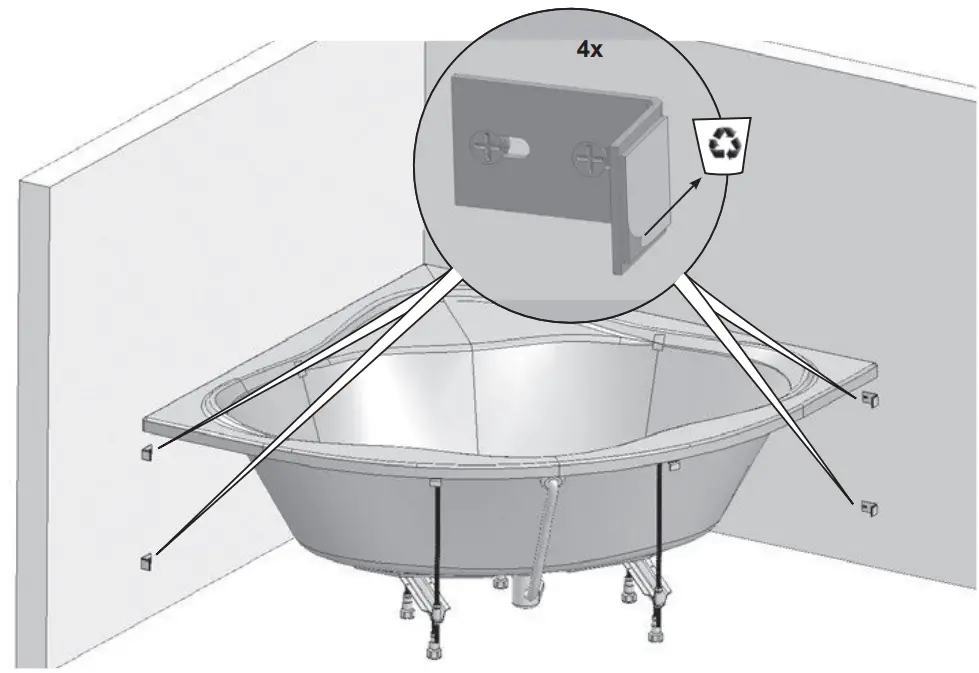 RAVAK C651000000 New Day Bathtub 140 x 140 cm - Fig 36