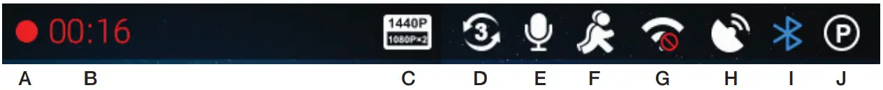 Cobra SC400D Smart Dash Cam - STATUS BAR ICONS