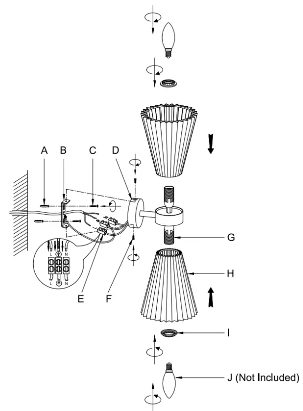 Lucci decor 309140 Amore 2LT Pleated Wall Bracket fig