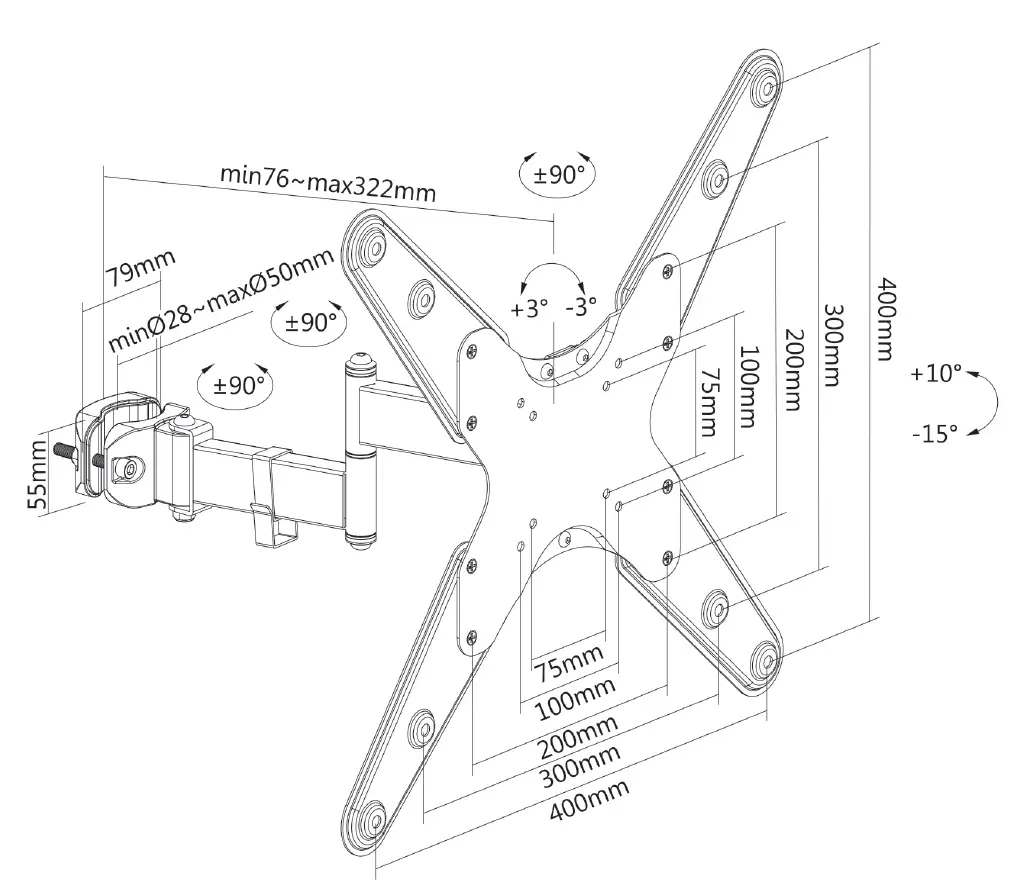 Neomounts FL40-450BL14 TV Pole Mount 1