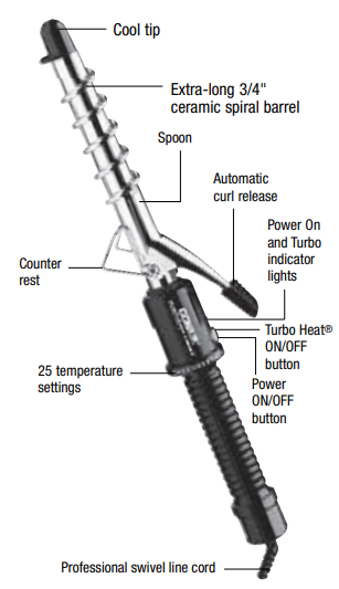 CONAIR CD88TCSR Ceramic Spiral Barrel Curling Iron-fig1