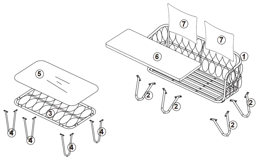 Kmart 43162048 Hamptons 2 Piece Set 2 Seater and Table - fig