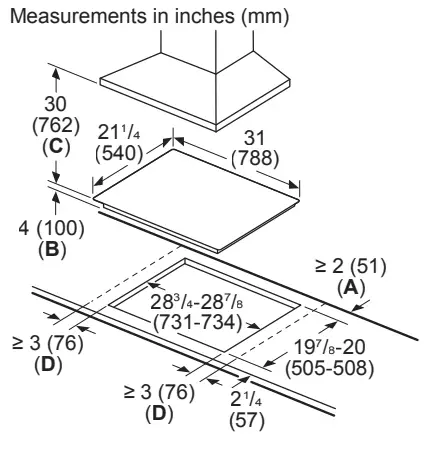 30-INCH ELECTRIC COOKTOP AND CUTOUT DIMENSIONS