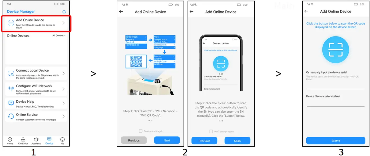 WEEFUN TINA2S - Connect 3D printer