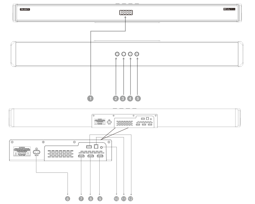 MAJORITY 1000002681 Soundbar with Wireless Subwoofer - Product Diagram
