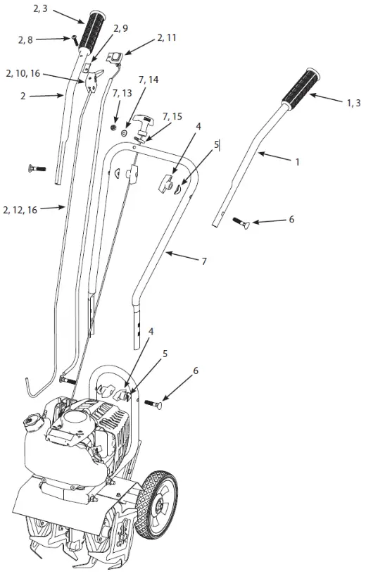 DR Power Equipment PILOT 4C 4 Cycle Mini Tiller Cultivator - Handlebaar Assemblyy