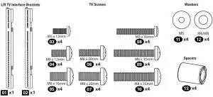 SANUS Full Motion Wall Mount for 37 80 TVs - Parts and Hardware