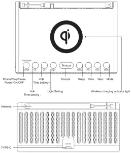 XPOWER XP-QIC2 10W Wireless Charging Alarm Clock