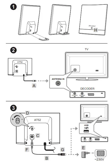 meliconi AT52 R1 Indoor Amplified TV Antenna- 1
