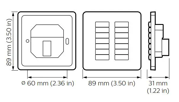 PHILIPS Revolution Series DR2PE Button Panel Installation Guide - Dimension