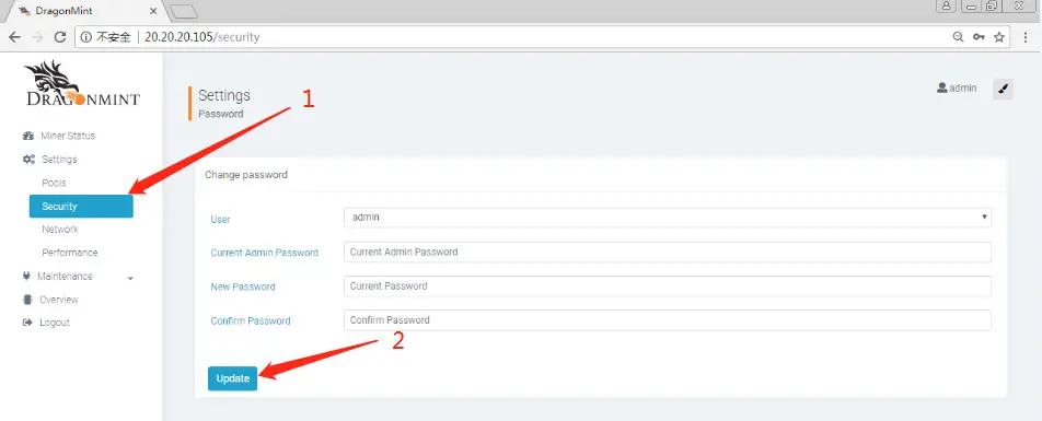INNOSILICON S11 Sia Master Mining Watchdog - MODIFY THE PASSWORD