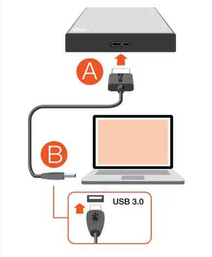 SEAGATE One Touch HDD Ultra-Small Portable External SSD - Connect the USB cable