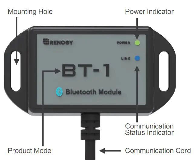 RENOGY Bt-1 Bluetooth ModuleBt-1 Bluetooth Module - Identification of Parts
