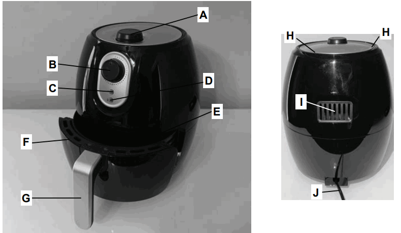 ENZO EAF3721CA 3 7 Quart Air Fryer - GENERAL DESCRIPTION