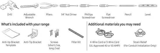 SAMSUNG NE63T8951SS Electric Range - tools