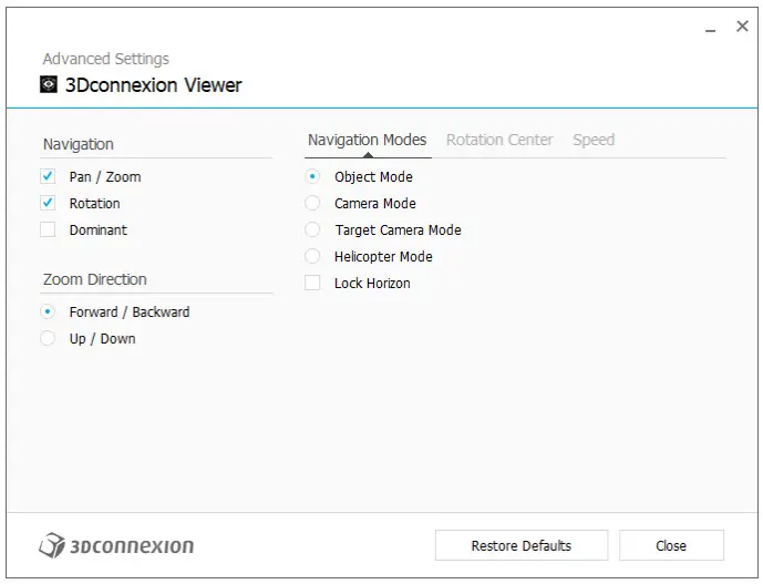 3Dconnexion 3DX 700040 SpaceMouse Pro Wireless 3D Mouse - Application Specific Advanced Settings