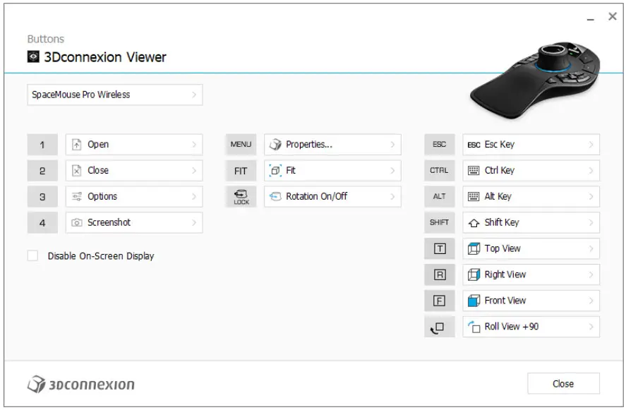 3Dconnexion 3DX 700040 SpaceMouse Pro Wireless 3D Mouse - Buttons