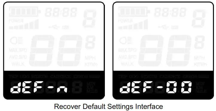 Key DISP KD51C The Ebike Display - Recover Default Settings 1