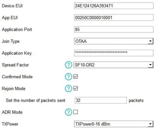 Milesight EM500-CO Outdoor Environment Monitoring Senso - LoRaWAN Settings