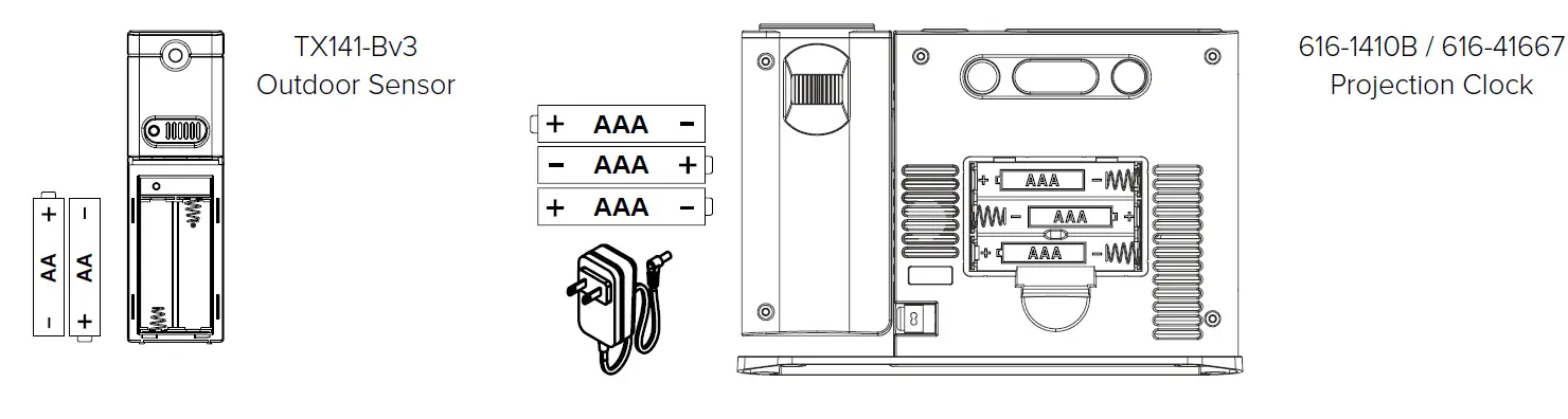 LA CROSSE 616 1410B Atomic Projection Clock with Indoor Outdoor Temperature -FIG-1
