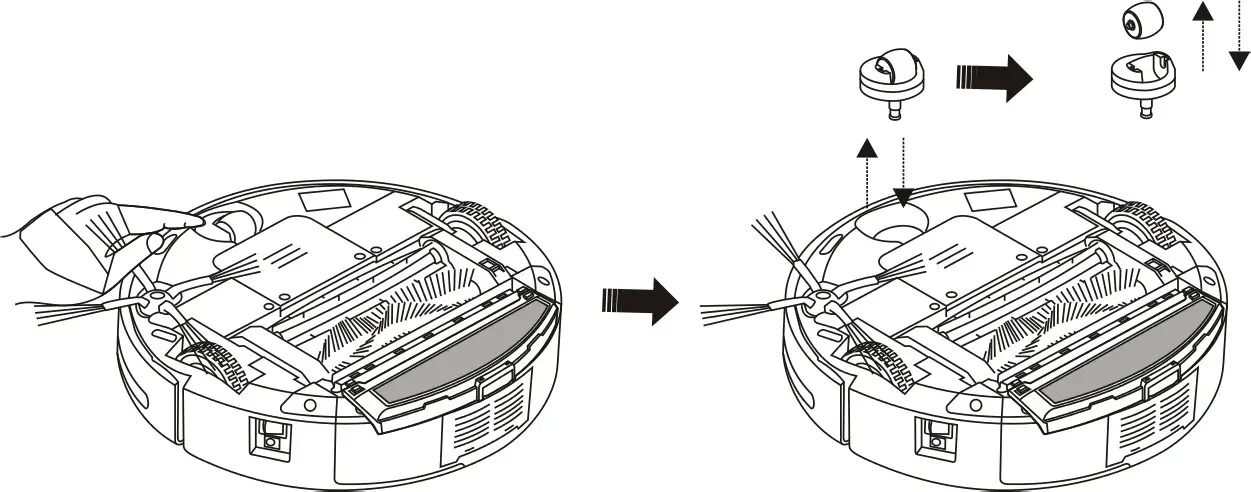 kogan Ultimate Robot Vacuum - Cleaning of front wheel