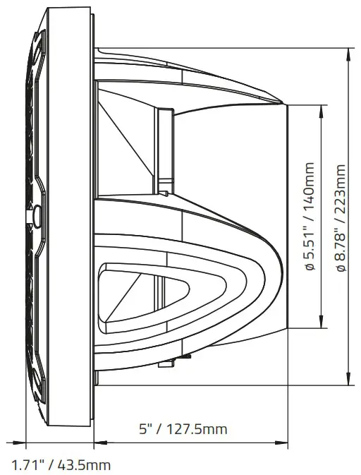 DS18 NXL 10SUB Marine Water Resistant Subwoofer - MEASURMENTS 2