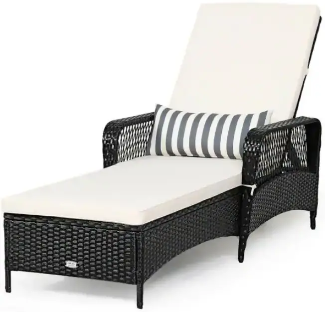 WELLFOR HW-HGY-67778 1-Piece Adjustable Wicker Outdoor Chaise Lounge