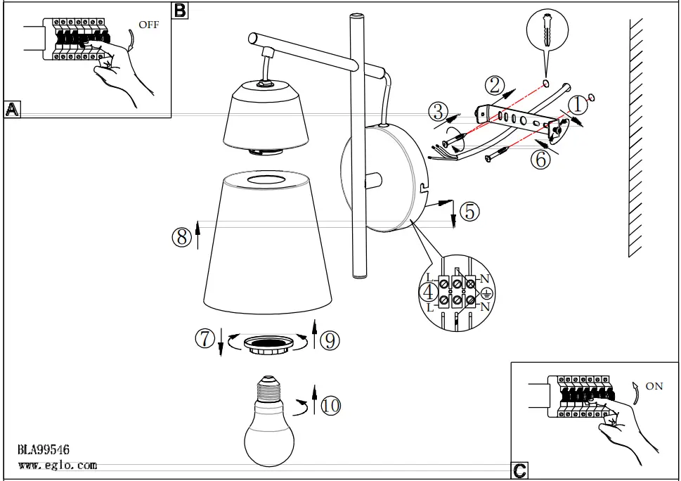 EGLO CANTERRAS Wall Light - Overview