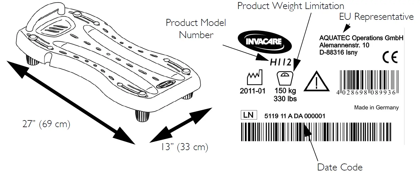 INVACARE H112-5 Bath Board 1