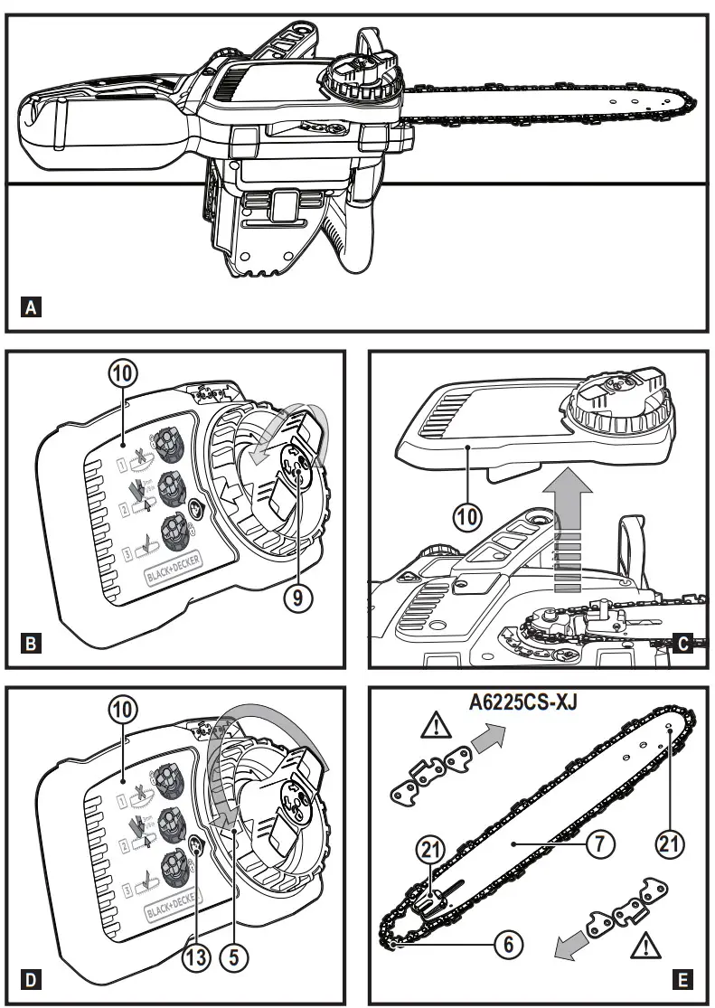 BLACK DECKER GKC1825L50-QW Chainsaw - Figure 1