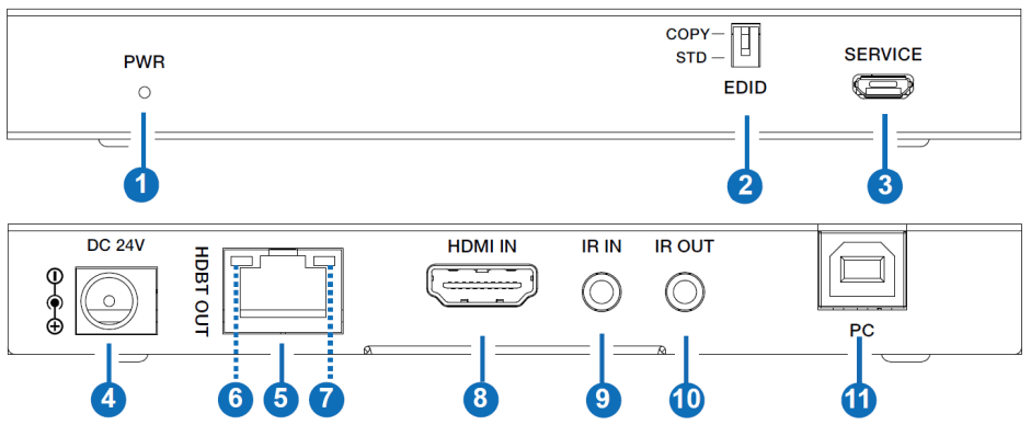 VigilLink VL EX150MU 1 18Gbps HDBaseT Extender with USB 2.0 150m - Transmitter Panel