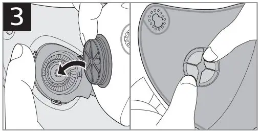 PHILIPS ACM067 Fresh Air Mask User Guide - Press the fan holder into the electric fan