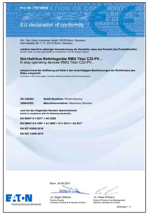 Declaration of Conformity