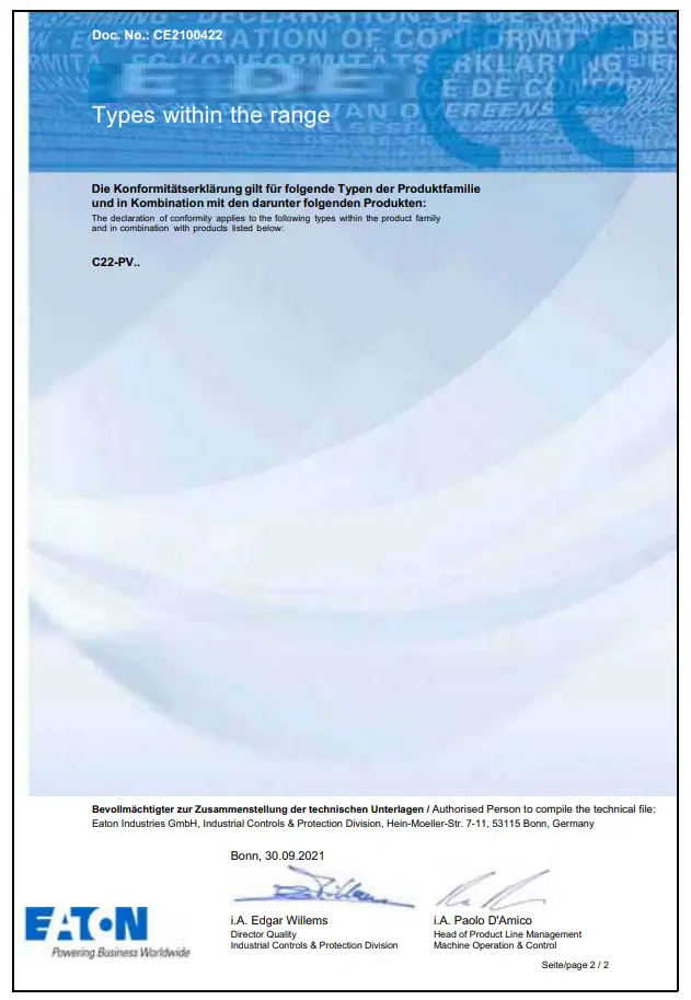 Declaration of Conformity