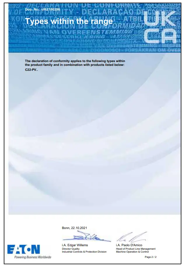 Declaration of Conformity