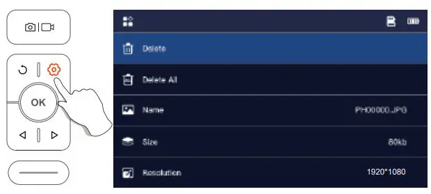 DEPSTECH DS520 5 Inch IPS Screen Borescope User Manual - Delete Photo Video