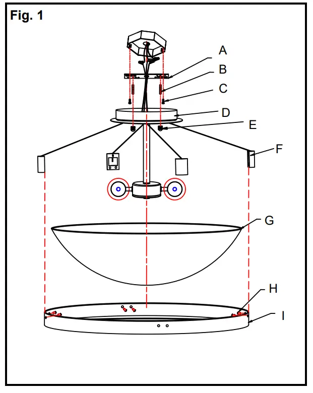 City Lights LA 1033E Suspended Semi Flush Mount Ceiling Light