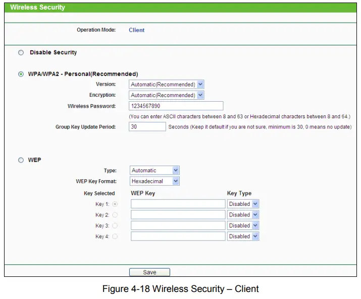 tp-link TL-WA901ND 300Mbps Wireless N Access Point - Figure 4-18 Wireless Security