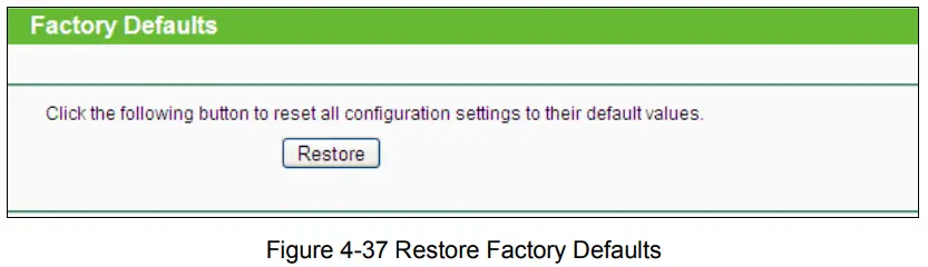 tp-link TL-WA901ND 300Mbps Wireless N Access Point - Figure 4-37 Restore Factory Defaults