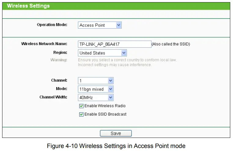 tp-link TL-WA901ND 300Mbps Wireless N Access Point - Settings in Access Point mode