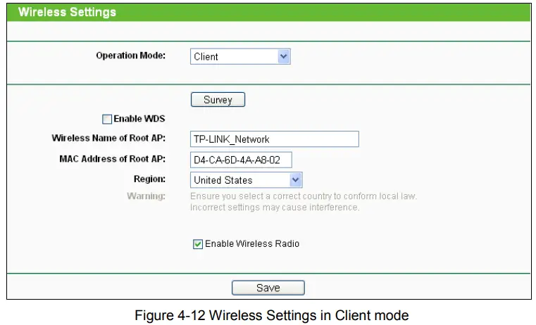 tp-link TL-WA901ND 300Mbps Wireless N Access Point - Wireless Settings in Client mode