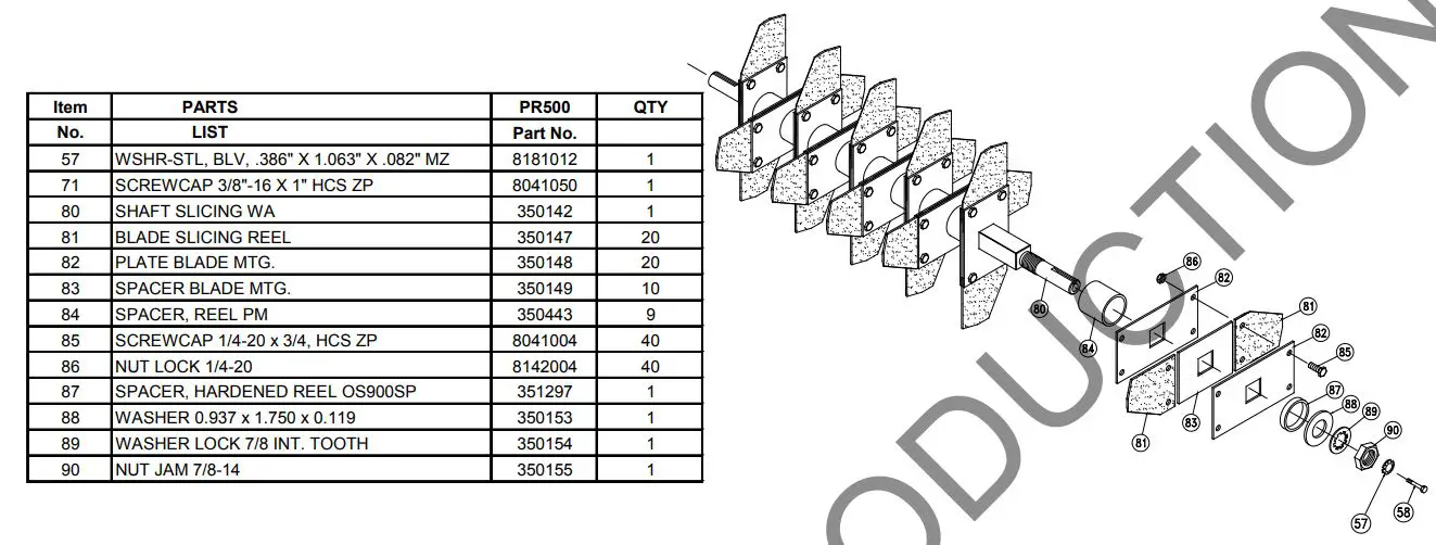 BILLY GOAT Overseeder Power Rake Owner’s Manual - SLICING REEL ASSY