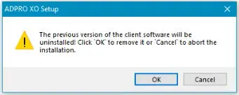 Honeywell ADPRO FastTrace 2 Series Hybrid-- Click OK to uninstall