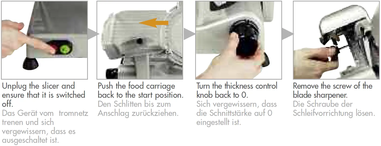 magimix T250 Slicer 140W Chrome SHARPENING THE BLADE